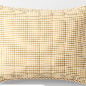 Crate and Barrel Kids Yellow Windowpane Plaid Cotton Pillow Sham